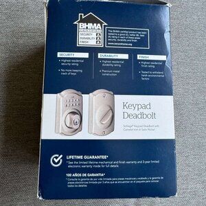 Schlage Camelot Satin Nickel Electronic Keypad Deadbolt  New with open box